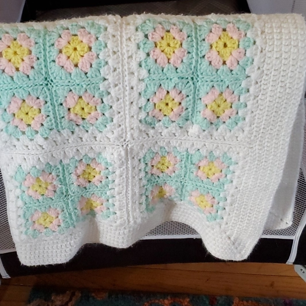 Grannycore handmade crochet baby blanket perfect